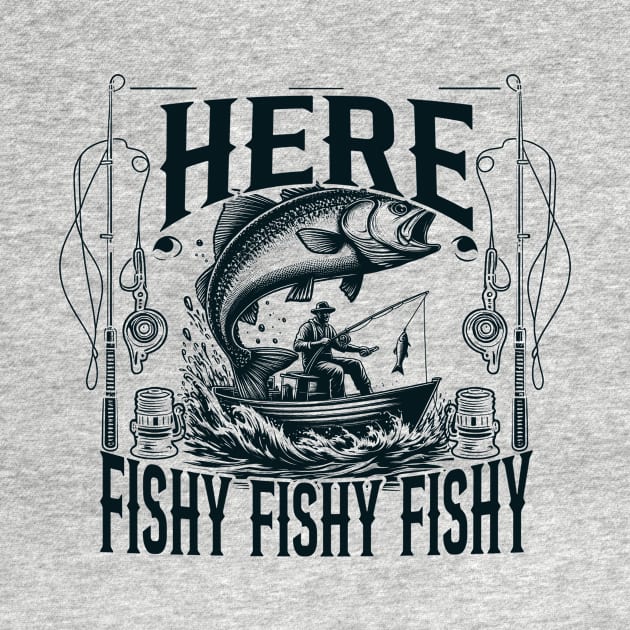 Funny Bass Fishing Here Fishy Fisherman Summer Fishing Lover by cyryley
